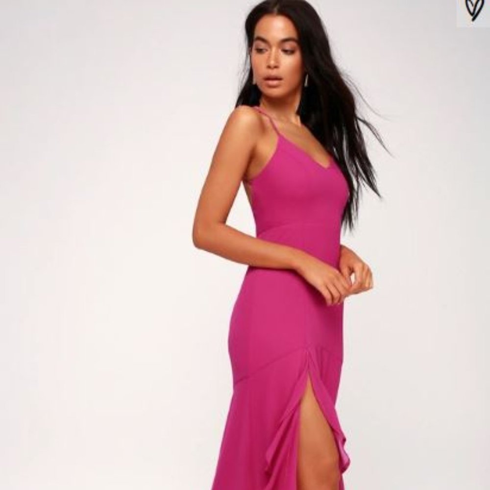 Luxurious Love Magenta Lace-Up Maxi Dress